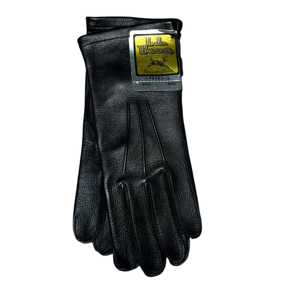 Vintage L.L Bean black leather deer skin women's gloves size small NEW Maine USA